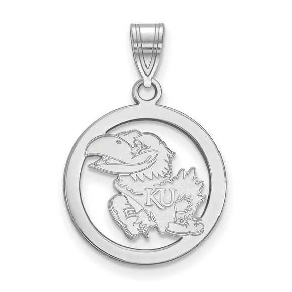 Sterling Silver U. of Kansas Small Circle Pendant